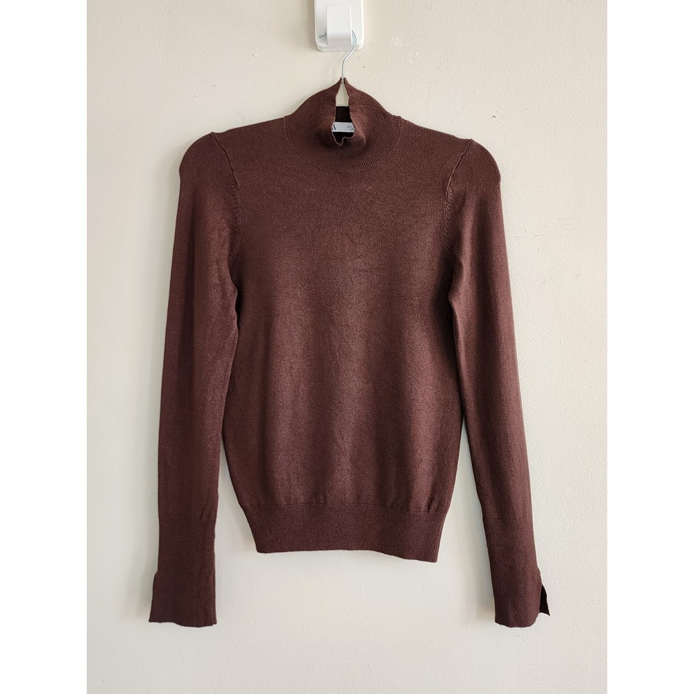 Zara Lightweight Knit Top Small Chocolate Brown Minimalist Classic Old Money